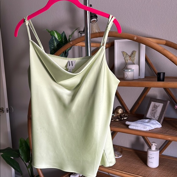 Green Satin Cowl Neck Top - Picture 1 of 5